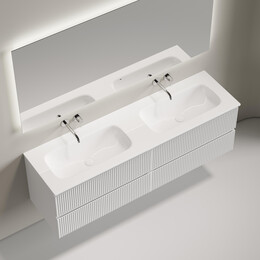 Тумба подвесная с раковиной-столешницей Sancos Snob R 160 см SNR80W, Bianco (раковина Grace CN7023wx) фото 