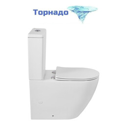 Унитаз-компакт безободковый BelBagno TORNADO SFERA-TOR BB2141CP-TOR/SC с тонкой крышкой микролифт (система смыва Торнадо) фото 