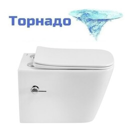 Унитаз-биде подвесной безободковый BelBagno TORNADO KRAFT-TOR BB7106CH-TOR-BS/SC с тонкой крышкой микролифт (система смыва Торнадо) фото 