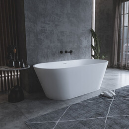 Ванна отдельностоящая Cezares Solid Surface COMFORT 170x75 см CZR-COMFORT-170-75-53-SSB, белый матовый фото 