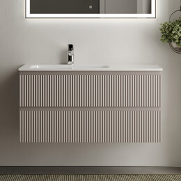 Тумба подвесная с раковиной-столешницей Sancos Snob R 100 см SNR100LSM, Doha soft (раковина Grace CN7014) фото 