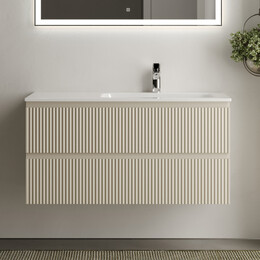 Тумба подвесная с раковиной-столешницей Sancos Snob R 100 см SNR100RCE, Beige soft (раковина Grace CN7015) фото 