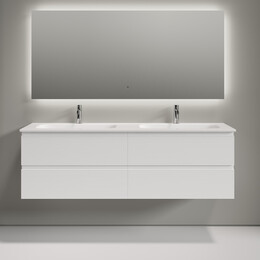 Тумба подвесная с раковиной-столешницей Sancos Folk 160 см FL80W, Bianco (раковина Grace ​CN7023) фото 