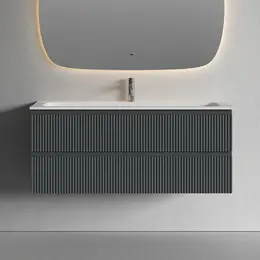 Тумба подвесная с раковиной Sancos Snob R 120 см SNR120MDH, тёмный антрацит матовый (раковина Grace CN7017) фото 
