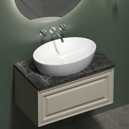 Тумба подвесная с раковиной Sancos Very 80 см VR80CE, Beige soft (раковина Element CN5018, столешница TT80A1) фото 