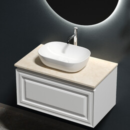 Тумба подвесная с раковиной Sancos Very 80 см VR80W, Bianco (раковина Element CN6009, столешница TT80A2X) фото 
