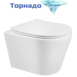 Унитаз подвесной безободковый Aquatek Вега AQ1804T-00 с тонкой крышкой микролифт (Система смыва торнадо) фото 