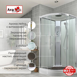 Душевая кабина Avacan 90x90 см EM2090T, хром/прозрачное (безсиликоновая сборка) фото 