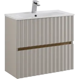 Тумба подвесная с раковиной Art&Max Elegant AM-ELEGANT-600-2C-SO-GCM-LED 60 см (раковина AM7110-60) светло-серый матовый фото 