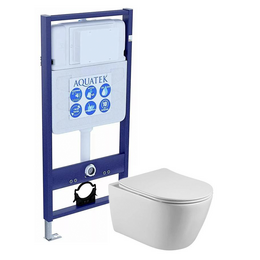 Инсталляция с подвесным унитазом комплект Set AQUATEK БЕТТА унитаз Aquatek БЕТТА AQ1253W-00 + тонкое сиденье soft-close + инсталляция AQUATEK Standard INS-0000012 фото 