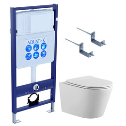 Инсталляция с подвесным унитазом комплект Set AQUATEK ВЕГА-KKI2 (инсталляция Standart INS-0000012+ унитаз ВЕГА AQ1905-00 + крепление к стене KKI-0000002) фото 