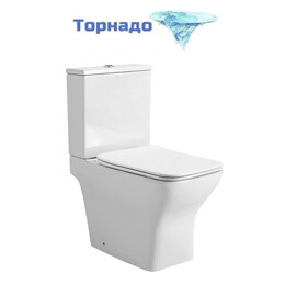 Унитаз-компакт безободковый Azario Салэнсио AZ-2788T с тонкой крышкой микролифт (Система смыва Торнадо) фото 