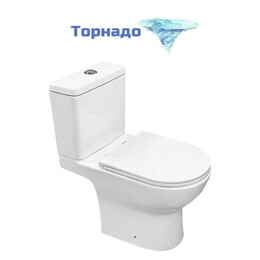 Унитаз-компакт безободковый Azario Бетти AZ-2802-S с тонкой крышкой микролифт (Система смыва Торнадо) фото 
