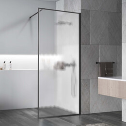 Душевая перегородка Vincea Волк-Ин (Walk-In) 70 см VSW-1HP700FLGM (стекло 8 мм) с кронштейном в комплекте, вороненая сталь/рифленое фото 