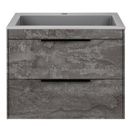 Тумба подвесная с раковиной Vincea Кьяра 2D (Chiara 2D) 60 см VMC-2C2600GS (раковина VCB-13600G) серый камень фото 