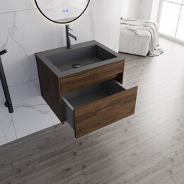 Тумба подвесная с раковиной Vincea Кьяра (Chiara) 60 см VMC-2C600CO (раковина VCB-13600G) дуб чарльстон фото 