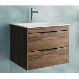 Тумба подвесная с раковиной Vincea Кьяра 2D (Chiara 2D) 60 см VMC-2C2600CO (раковина VCB-13600W) дуб чарльстон фото 