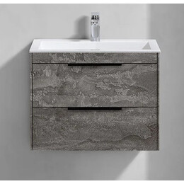 Тумба подвесная с раковиной Vincea Кьяра 2D (Chiara 2D) 60 см VMC-2C2600GS (раковина VCB-13600W) серый камень фото 