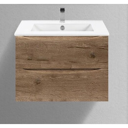 Тумба подвесная с раковиной Vincea Mia Slim 70 см VMC-2MC700S1VO (раковина VBS-13970S1) винтажный дуб фото 