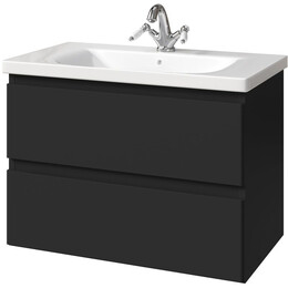 Тумба подвесная с раковиной Caprigo Форте 80 см 36112eml-020.000.00.05, чёрный фото 