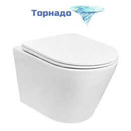 Унитаз подвесной безободковый Azario Вачио AZ-1904T с тонкой быстросъемной крышкой микролифт (Система смыва торнадо) фото 