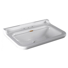 Раковина подвесная Kerasan Waldorf 80 см 4141K1bi/cr*3 (заглушка для перелива 811391oro) белый/золото фото 