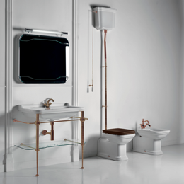 Раковина с консолью Kerasan Waldorf 100 см 4142K1bi/cr*1 (консоль 9196K3br, заглушка для перелива 811393br) белый/бронза фото 