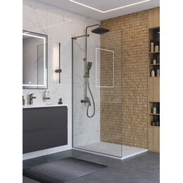 Душевая перегородка BelBagno 100 см UNO-L-1-TB-100-C-GM (стекло 8 мм) оружейная сталь/прозрачное фото 