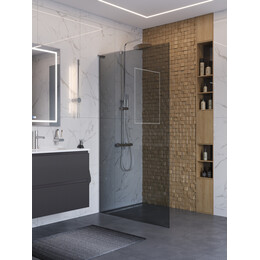 Душевая перегородка BelBagno 110 см UNO-L-1-TB-110-GR-Cr (стекло 8 мм) хром/графит фото 