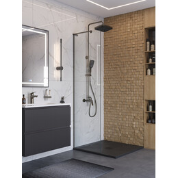 Душевая перегородка BelBagno 70 см UNO-L-1-TB-70-C-GM (стекло 8 мм) оружейная сталь/прозрачное фото 