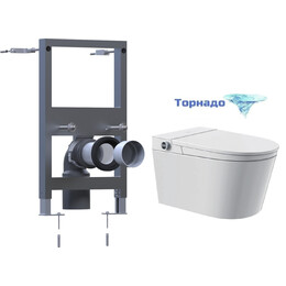 Инсталляция с подвесным унитазом комплект: Jomoo RUP751-S8-IDO с подвесным безободковым унитазом RUD5450-S0-IDO (Система смыва Торднадо) фото 