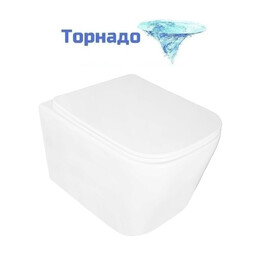 Унитаз подвесной безободковый Azario Дэлфи AZ-91343 с тонкой крышкой микролифт (Система смыва торнадо) фото 