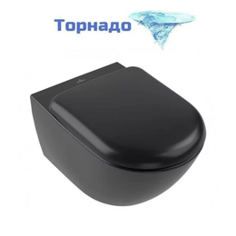 Унитаз подвесной безободковый Villeroy&Boch Antao 4674T0R7, CeramicPlus (система смыва Торнадо) Pure Black фото 