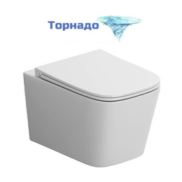 Унитаз подвесной безободковый Grossman GR-4479SQ-K26 с крышкой микролифт (Система смыва торнадо) фото 