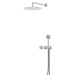 Душевая система для душа с термостатом Abber Wasser Kreis 316 AF8151BST, брашированная сталь фото 