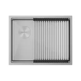 Кухонная мойка Paulmark NEXT-PRO 58-L UNI 1,2 мм PM705845-L-BS, брашированная сталь фото 