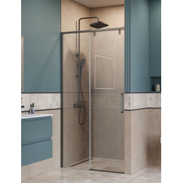 Душевая дверь BelBagno 110 см SOFT_CLOSE-1-BF-1-110-C-GM (стекло 8 мм) оружейная сталь/прозрачное фото 