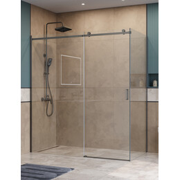 Душевое ограждение BelBagno 180x100 см SOFT_CLOSE-2-AH-1-180/100-C-GM (стекло 8 мм) оружейная сталь/прозрачное фото 