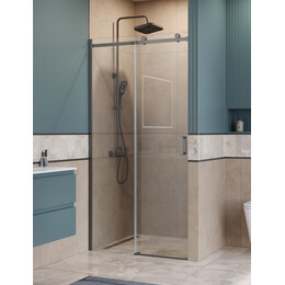 Душевая дверь BelBagno 110 см SOFT_CLOSE-2-BF-1-110-C-GM (стекло 8 мм) оружейная сталь/прозрачное фото 