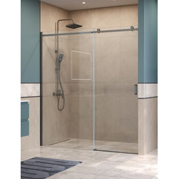 Душевая дверь BelBagno 180 см SOFT_CLOSE-2-BF-1-180-C-GM (стекло 8 мм) оружейная сталь/прозрачное фото 