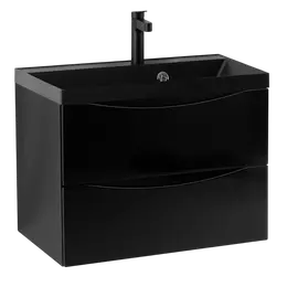 Тумба подвесная с раковиной BelBagno 60 см MARINO-600-2C-SO-NL-P (раковина BB600/450-LV-ART-AST-NERO) Nero Lucido фото 