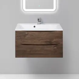 Тумба подвесная с раковиной BelBagno 80 см MARINO-800-2C-SO-RW-P (раковина BB800/450-LV-MR-FT) Rovere Moro фото 