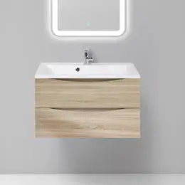 Тумба подвесная с раковиной BelBagno 80 см MARINO-800-2C-SO-WO-P (раковина BB800/450-LV-MR-FT) Rovere Bianco фото 