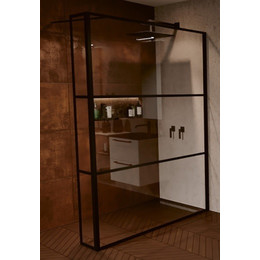 Душевая перегородка Riho Grid GB 402 90 см с кронштейном в комплекте, черный/прозрачное фото 