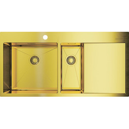 Кухонная мойка Omoikiri AKISAME 100-2-LG-L (4973089) 1,2 мм, нержавеющая сталь, Цвет производителя: светлое золото фото 