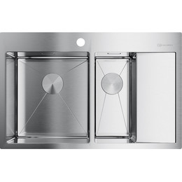 Кухонная мойка Omoikiri AKISAME 78-2-IN-L (4973062) 1,2 мм, нержавеющая сталь, Цвет производителя: нержавеющая сталь матовая фото 