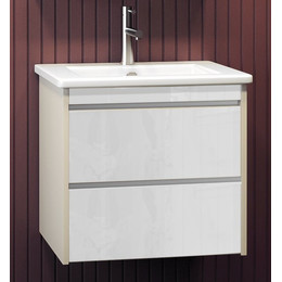 Тумба подвесная с раковиной Smile Фреш 60 см, 2 ящика, белый фото 