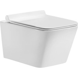 Унитаз подвесной безободковый Sole Cube с крышкой микролифт, Цвет производителя: белый фото 