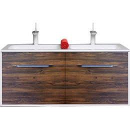 Тумба подвесная с раковиной Aqwella Malaga 120 см Mal.01.12/CD, белый/крафт, Цвет фасада: тёмное дерево фото 