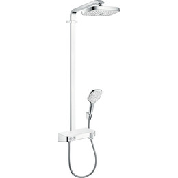 Душевая стойка с термостатом Hansgrohe Raindance Select E 300 2jet Showerpipe 27126400, белый/хром фото 